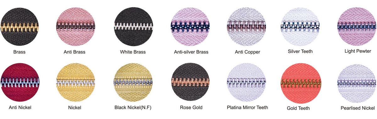metal zipper teeth color
