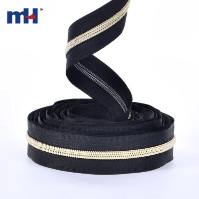 #7 Nylon Golden Teeth Zipper Long Chain