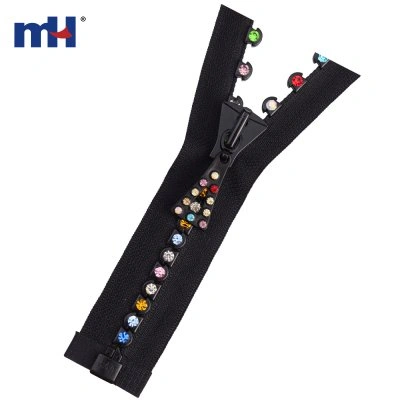 #8 Rainbow Teeth Rhinestone Zipper