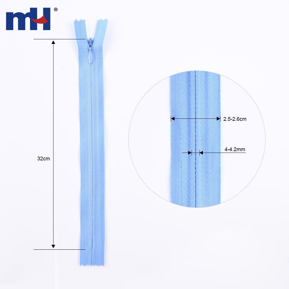 Type 3 Concealed Zipper Closed End