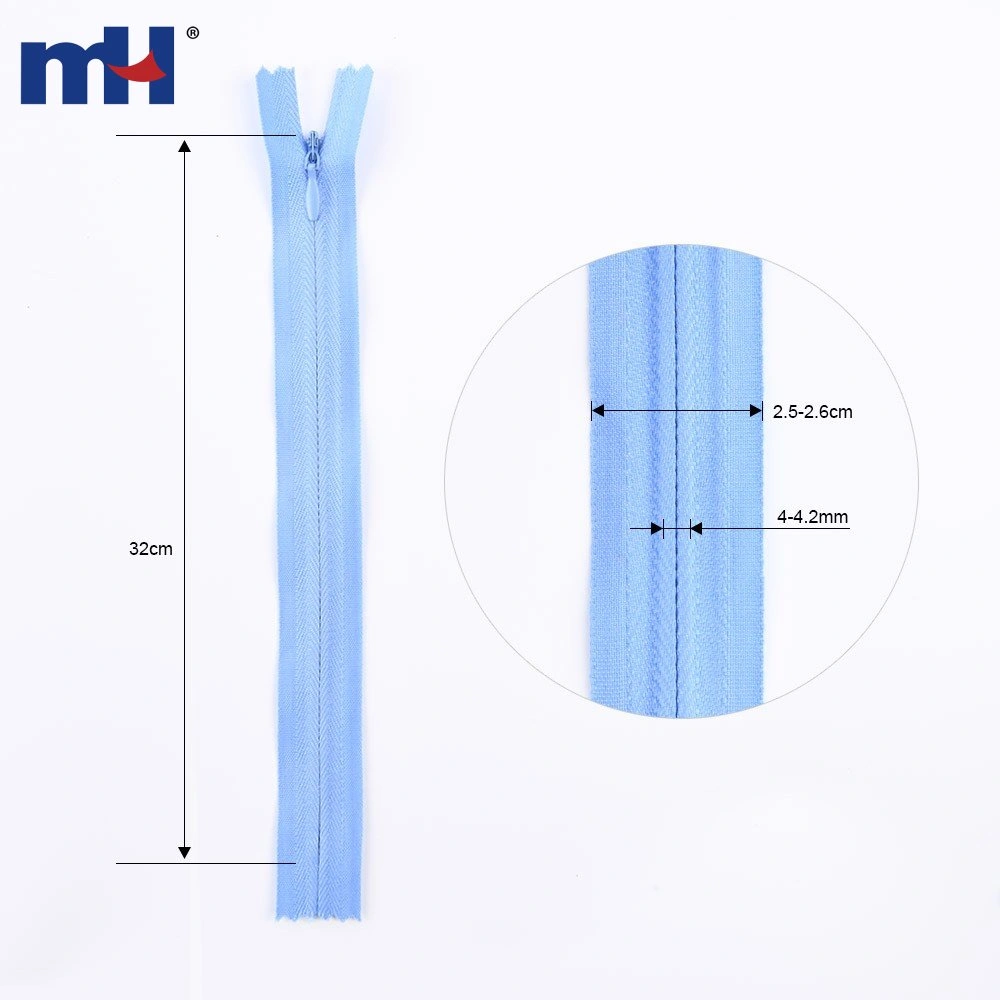 Type 3 Concealed Zipper Closed End
