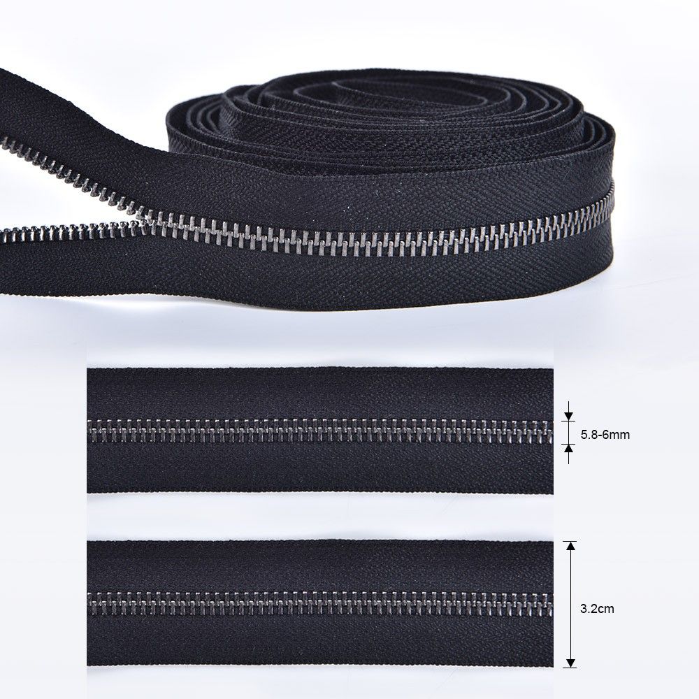 #5 Black-Nickel Steel Zipper Long Chain